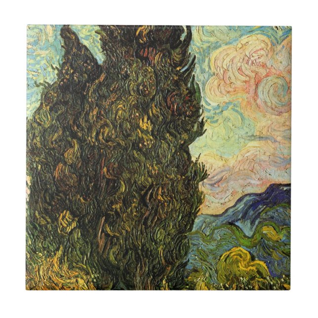 Cypresses by Vincent van Gogh Tile (Front)