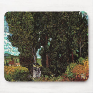 Cypresses with Female Figures by Vincent van Gogh Mouse Pad