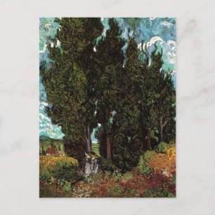 Cypresses with Female Figures by Vincent van Gogh Postcard