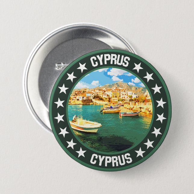 Cyprus                                             7.5 cm round badge (Front & Back)