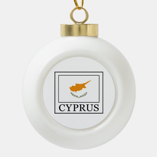 Cyprus Ceramic Ball Christmas Ornament (Front)