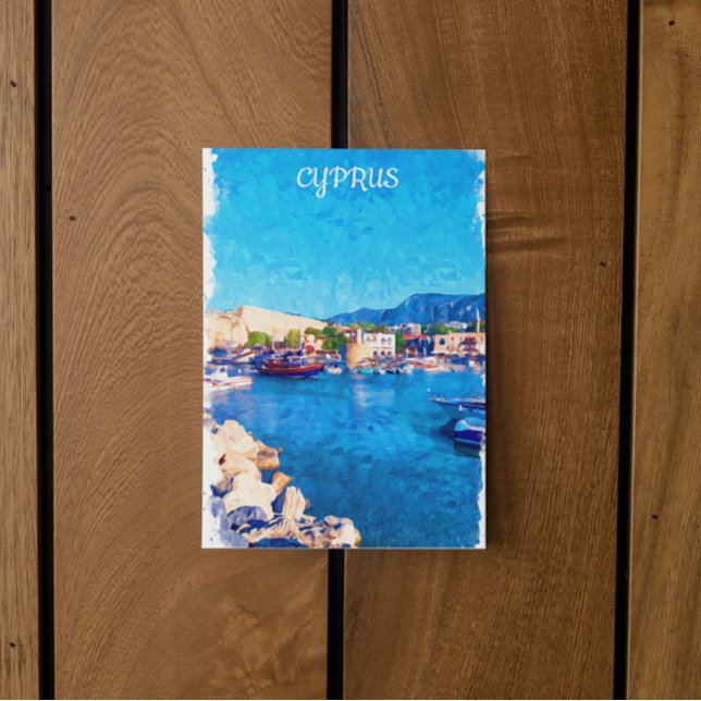 Cyprus Coastal Scenery Travel Postcard (cyprus watercolor coastal scenery postcard)
