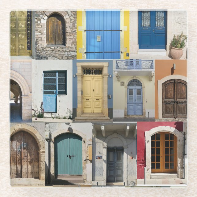 Cyprus colourful doors coaster (Front)