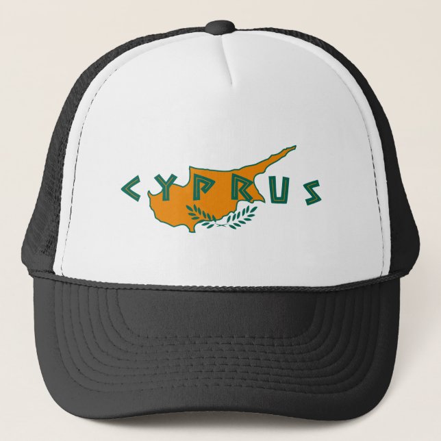 cyprus country map flag travel symbol nation  trucker hat (Front)