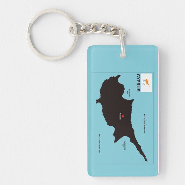Cyprus country political map flag key ring (Front)