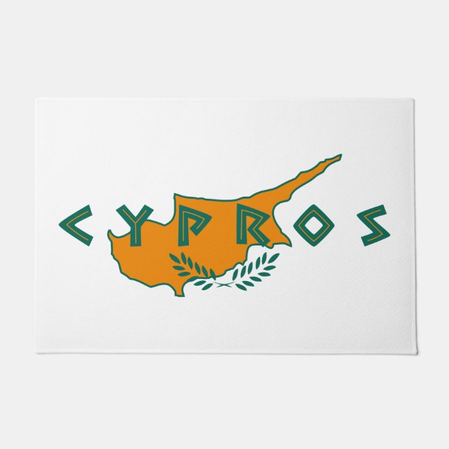Cyprus cypros country flag text symbol greek trave doormat (Front)