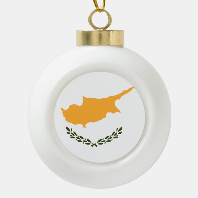 Cyprus Flag Ceramic Ball Christmas Ornament (Front)