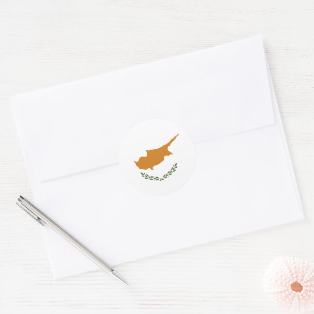 Cyprus flag classic round sticker (Envelope)