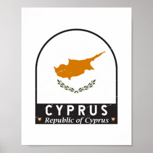 Cyprus Flag Emblem Distressed Vintage Poster