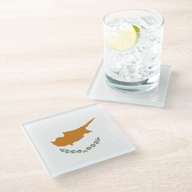 Cyprus flag glass coaster (Angled)