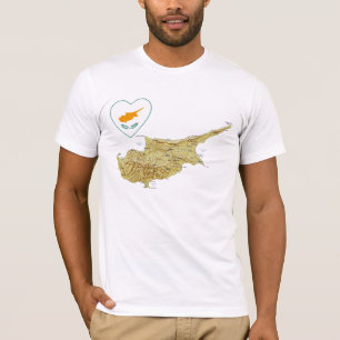 Cyprus Flag Heart and Map T-Shirt