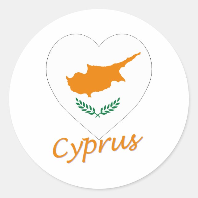 Cyprus Flag Heart Classic Round Sticker (Front)
