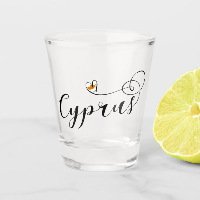 Cyprus Flag Heart, Cypriot Shot Glass (Front)