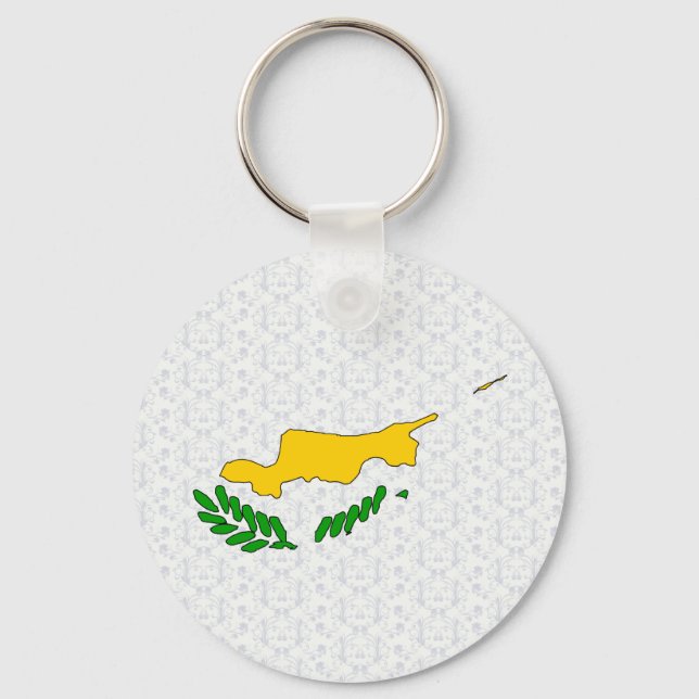 Cyprus Flag Map full size Key Ring (Front)