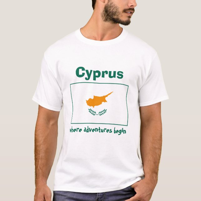 Cyprus Flag + Map + Text T-Shirt (Front)