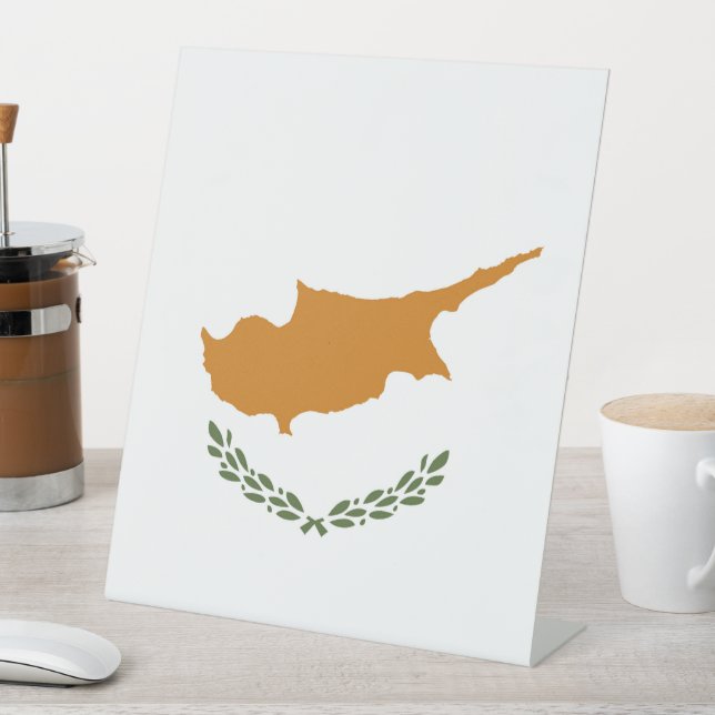 Cyprus flag pedestal sign (In SItu)