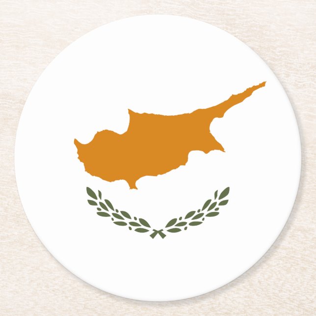 Cyprus Flag Round Paper Coaster (Front)