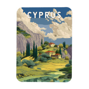 Cyprus Illustration Travel Art Vintage Magnet