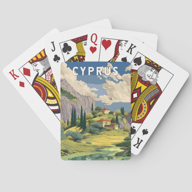 Cyprus Illustration Travel Art Vintage Playing Cards (Back)