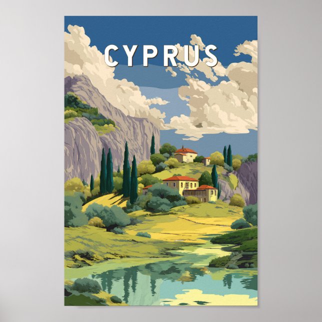 Cyprus Illustration Travel Art Vintage Poster (Front)
