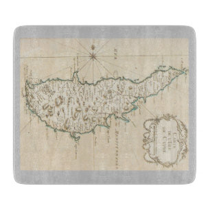 Cyprus island Mediterranean map old antique brown Cutting Board