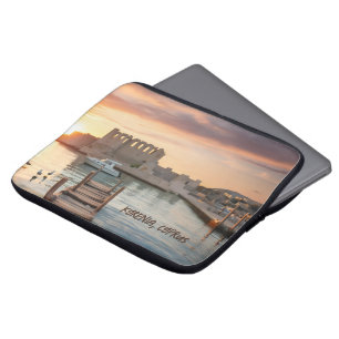 Cyprus Kyrenia Watercolor Sketch with Yacht    Laptop Sleeve