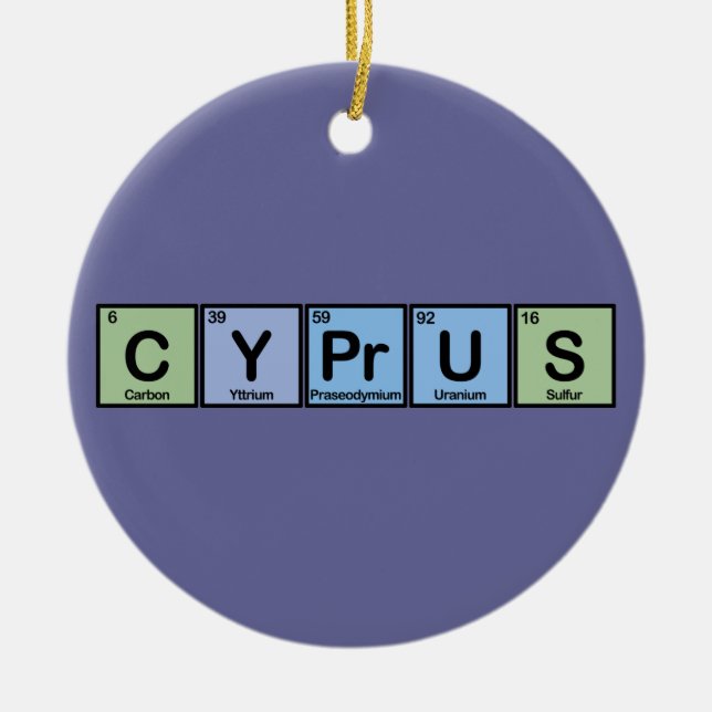 Cyprus made of Elements Ceramic Tree Decoration (Front)