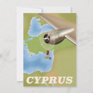 Cyprus map vintage travel poster invitation
