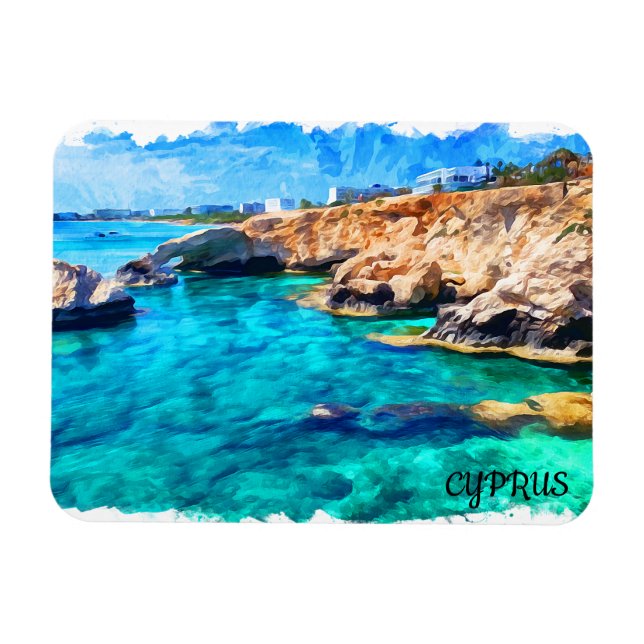 Cyprus Mediterranean Landscape Travel Magnet (Horizontal)