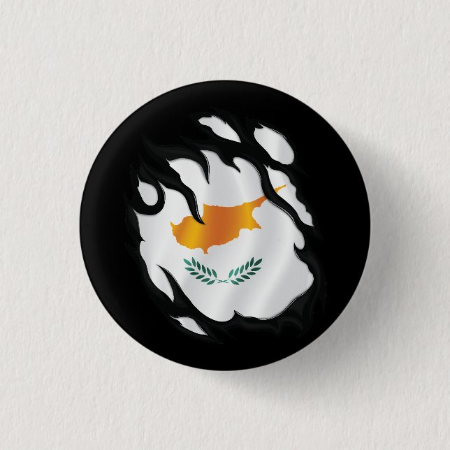 Cyprus Ripped Flag 3 Cm Round Badge (Front)