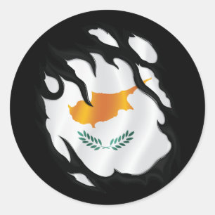 Cyprus Ripped Flag Classic Round Sticker