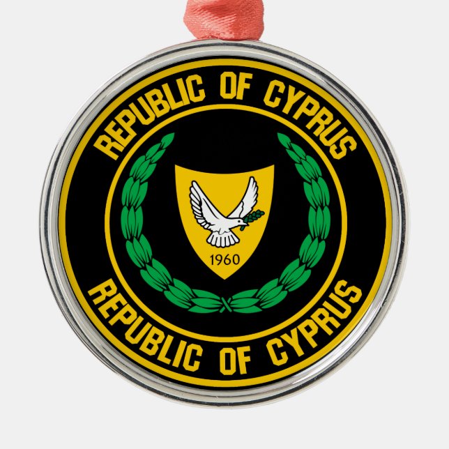 Cyprus Round Emblem Metal Ornament (Front)
