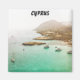 Cyprus Scenery Travel Illustration Magnet
