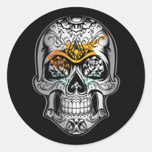Cyprus Skull And Roses Flag Classic Round Sticker