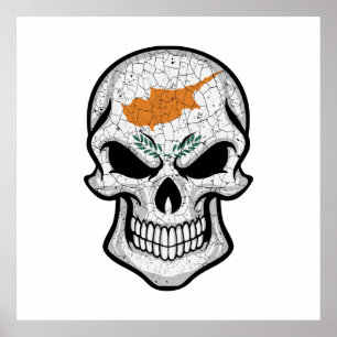 Cyprus Smiling Skull Flag Poster