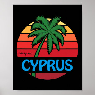 Cyprus Summer Palm Tree Beach Cypriot Souvenir Gra Poster
