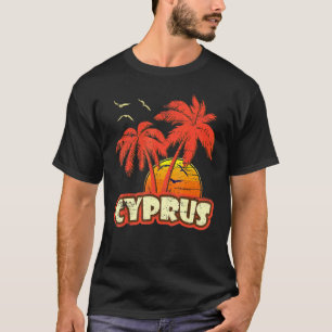 Cyprus Summer Palm Trees 80s Beach Sunset T-Shirt