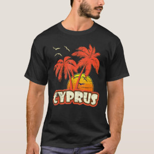 Cyprus Summer Palm Trees 80s Beach Sunset T-Shirt