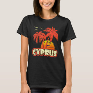Cyprus Summer Palm Trees 80s Beach Sunset T-Shirt