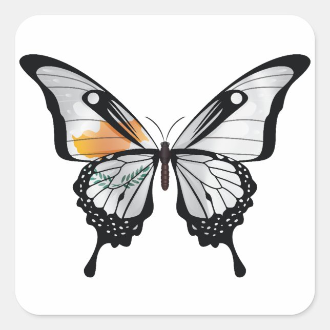 Cyprus Swallowtail Butterfly Flag Sticker (Front)