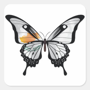 Cyprus Swallowtail Butterfly Flag Sticker