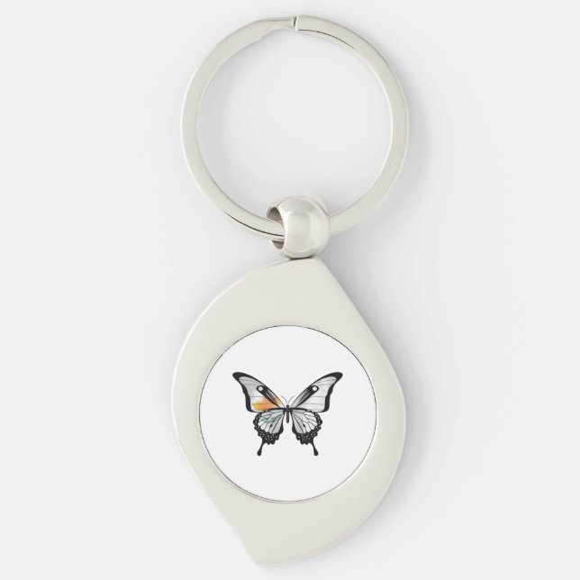 Cyprus Swallowtail Butterfly Flag Sticker Key Ring (Front)