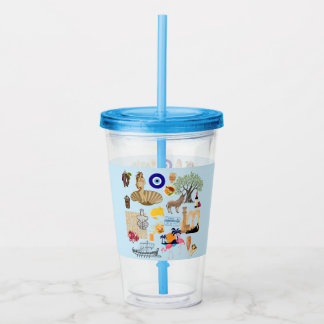 Cyprus Symbols Travel Lovers Acrylic Tumbler