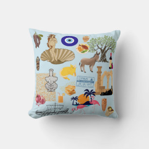 Cyprus Symbols Travel Lovers Cushion