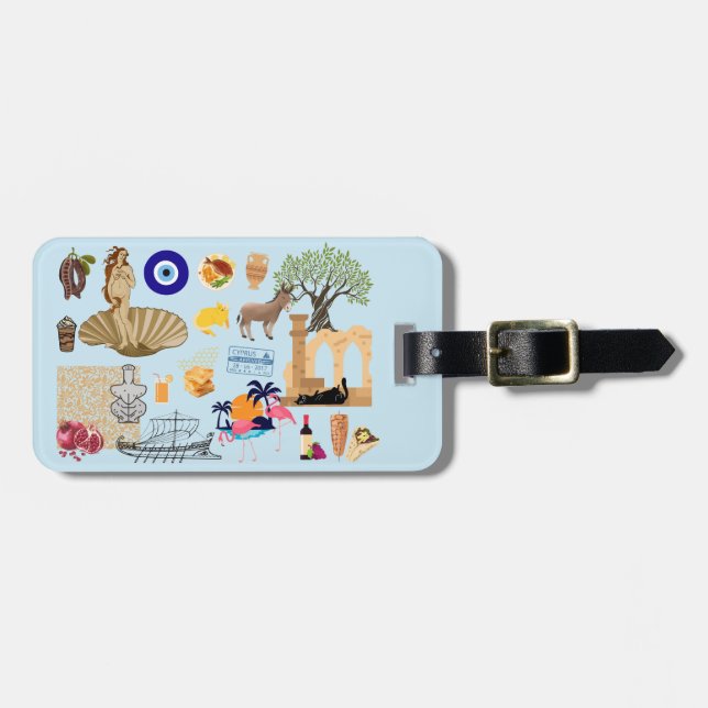 Cyprus Symbols Travel Lovers Luggage Tag (Front Horizontal)
