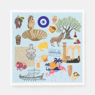 Cyprus Symbols Travel Lovers Napkin