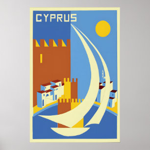 Cyprus Travel Poster Vintage Wall Art Print