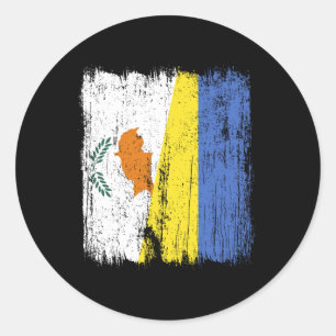 Cyprus Ukraine Half Flag Cypriot Ukrainian Heritag Classic Round Sticker