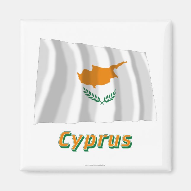 Cyprus Waving Flag with Name Magnet (Front)