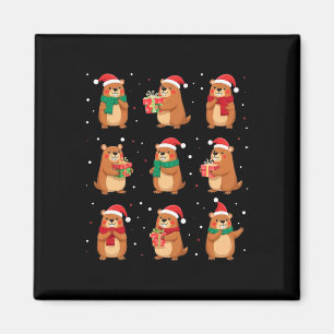 Cypybaras Christmas Santa Hat Funny Cypybara Lover Magnet